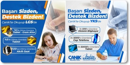 Canik'te YKS ve LGS'de Dereceye Giren Öğrencilere Ödül 